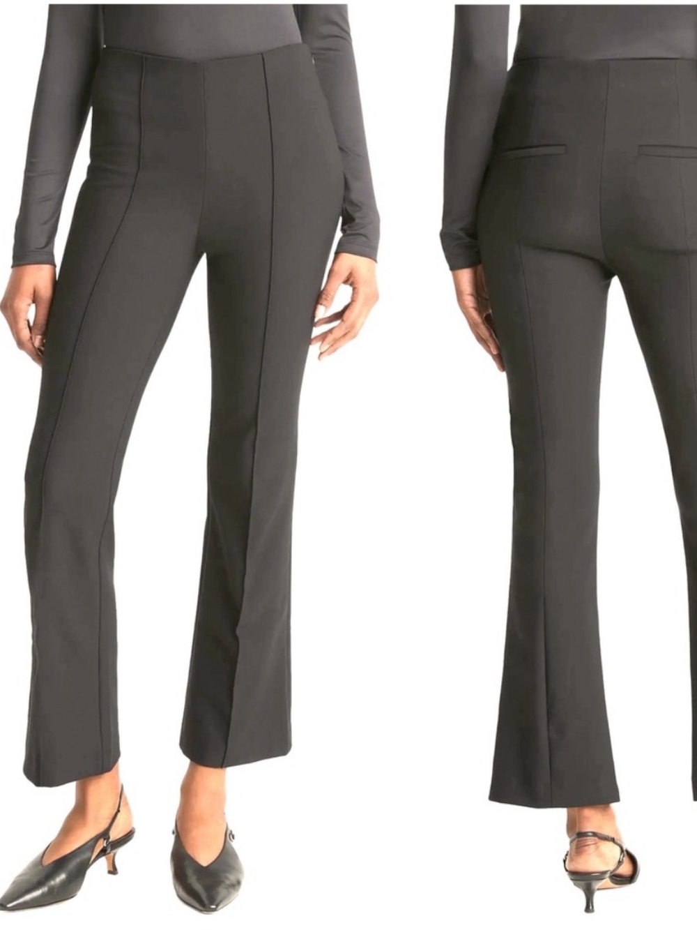 Vince Pants Niki Mid Rise Pintuck Crop Flare in Grey